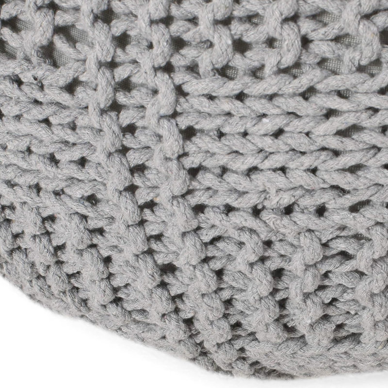Pouf rond 20 po x 14 po en coton gris, moderne, ajoute du charme au pouf moderne de la maison en gris, 20 x 20 x 14, sans assemblage