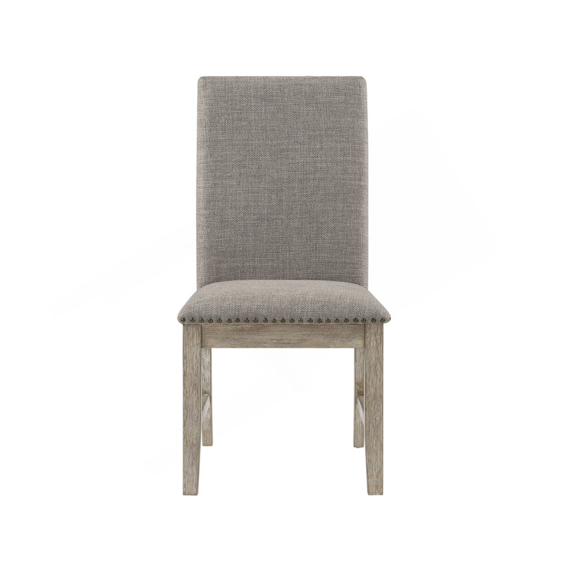 Ensemble de 2 chaises d'appoint rembourrées avec dossier et garniture cloutée avec finition brun gris
