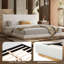 Modern Minimalist Button-Tufted Upholstered Headboard Bed Frame, Chenille Fabric, Rubber Wood Frame