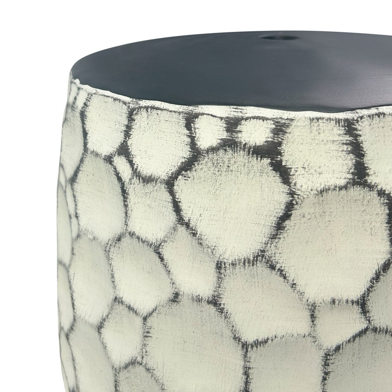 Tabouret en céramique de style nordique, Noir/crème