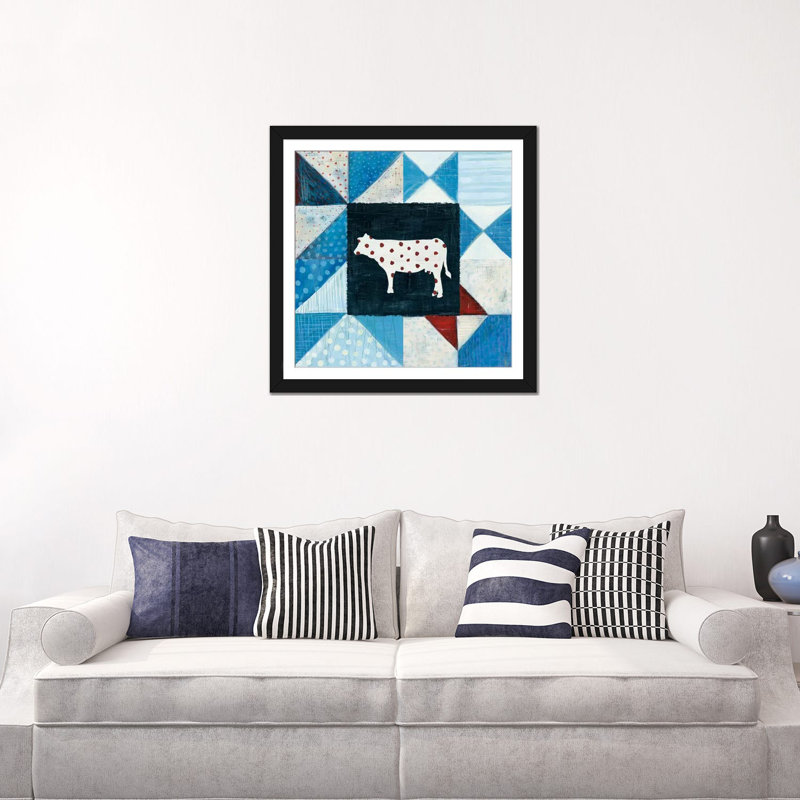 « modern americana farm », reproduction d’art sur toile tendue, L 24 po x H 24 po x P 1 po, Papier beaux-arts encadré noir