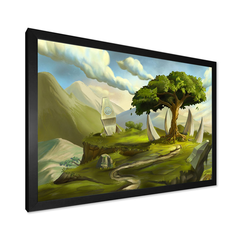 «Sacred Tree in a Fantasy Landscape», impression sur toile encadrée, H 30 po x l 40 po x 1,5 po, Cadre noir