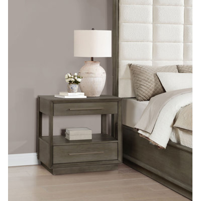 Hendrick 2-drawer Nightstand Bedside Table Taupe Oak