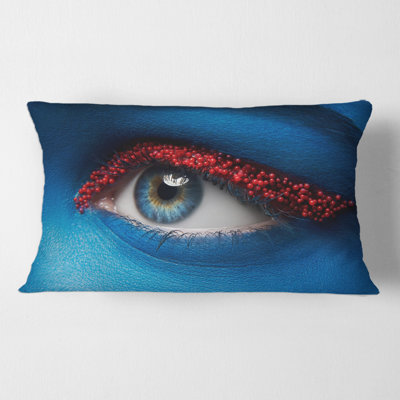 Female Eye with Paint on Face and Balls Rectangular Pillow Cover & Insert