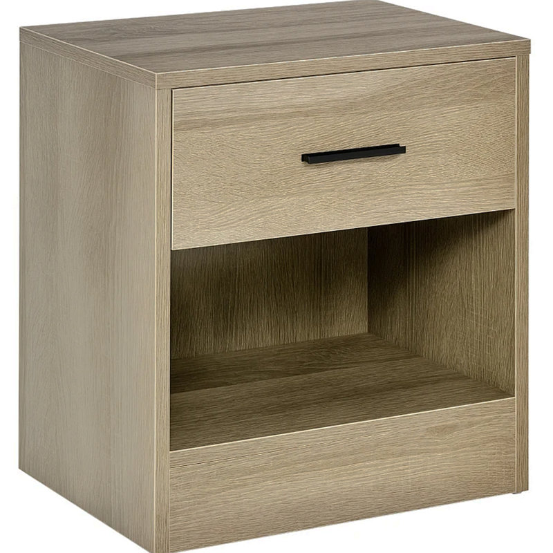 Table d'appoint avec tiroir et tablette de rangement, table de bout pour toutes les pièces, grain de bois gris, Gris antique