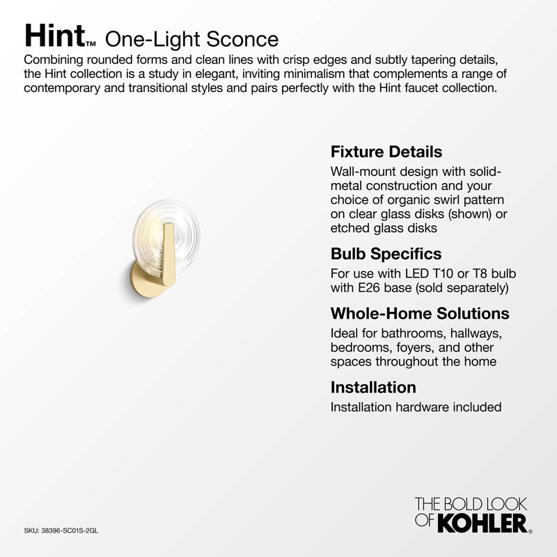 Hint One-Light Sconce, Brushed Nickel