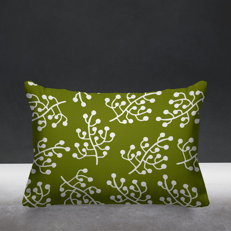 Coussin intérieur / extérieur Charis Wild Flower, Chartreuse, 14 po x 20 po, Rectangulaire