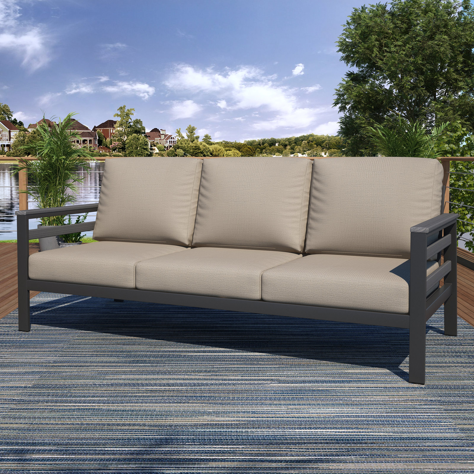 Townsend 80" Sunbrella® Patio Sofa, Cast Silver Sunbrella®, Coastal Grey