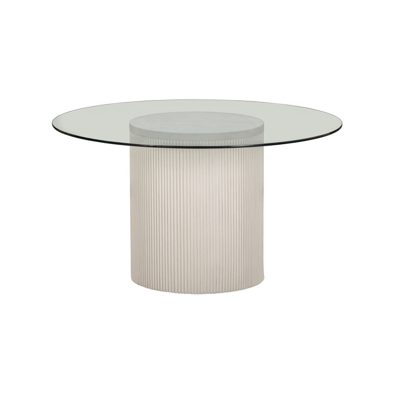 Lena 48" Glass-Top Round Pedestal Dining Table