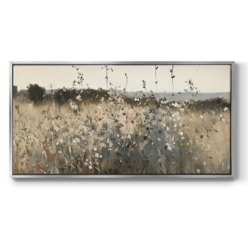 Série paysage - Cxxxi - Toile tendue avec châssis encadré - Prêt à être accroché, Argent argent, H 21 po x l 41 po