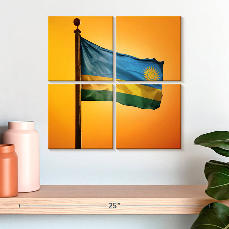 Borges Rwanda Flag Sunset, 18" H x 18" W