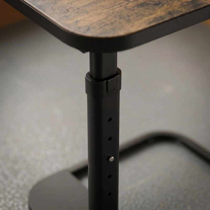 Adjustable Height C-Shaped Side Table with Flip-Top