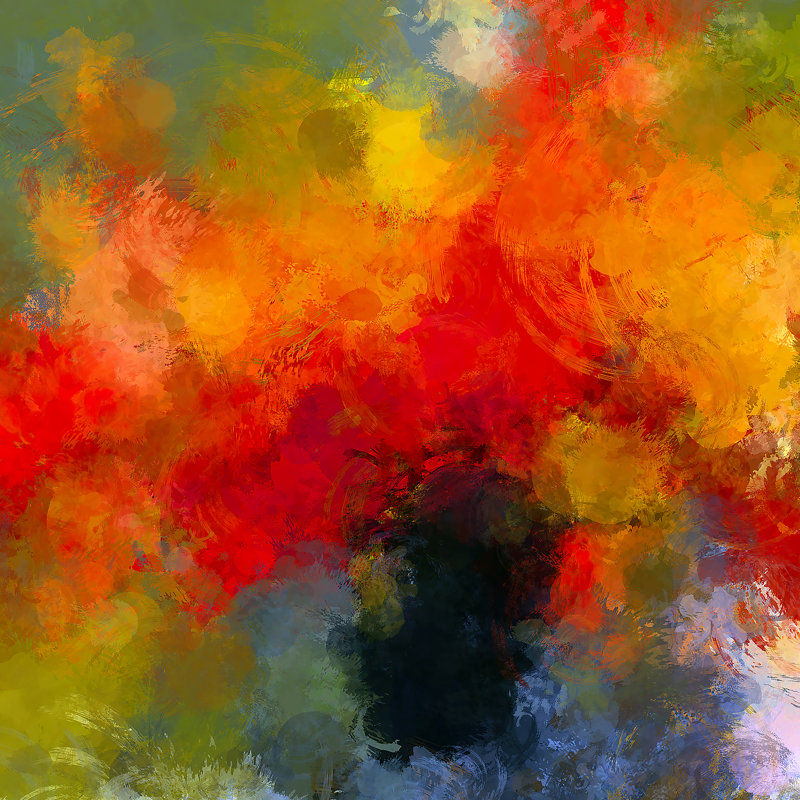 Bouquet complet - peinture sur toile tendue, H 8 po x l 8 po