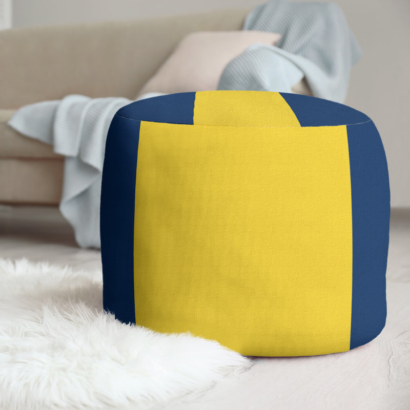 repose-pieds rond 20,5", Bleu marine/jaune