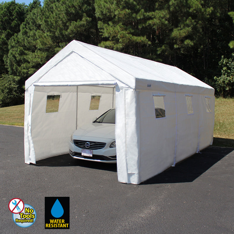 King Canopy 10ft x 20ft White Steel Frame Enclosed Carport