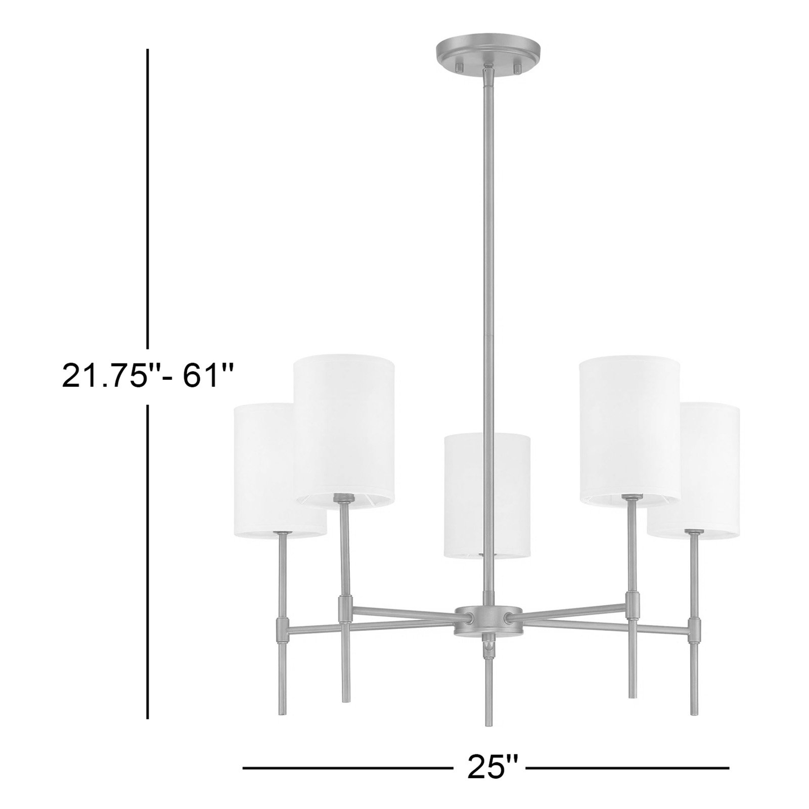 Millie 5 - Light Metal Dimmable Chandelier, Natural Brass