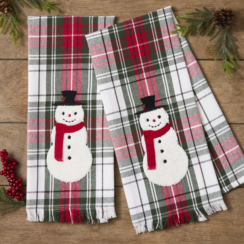  Snowman Embellished Dishtowel Set/2