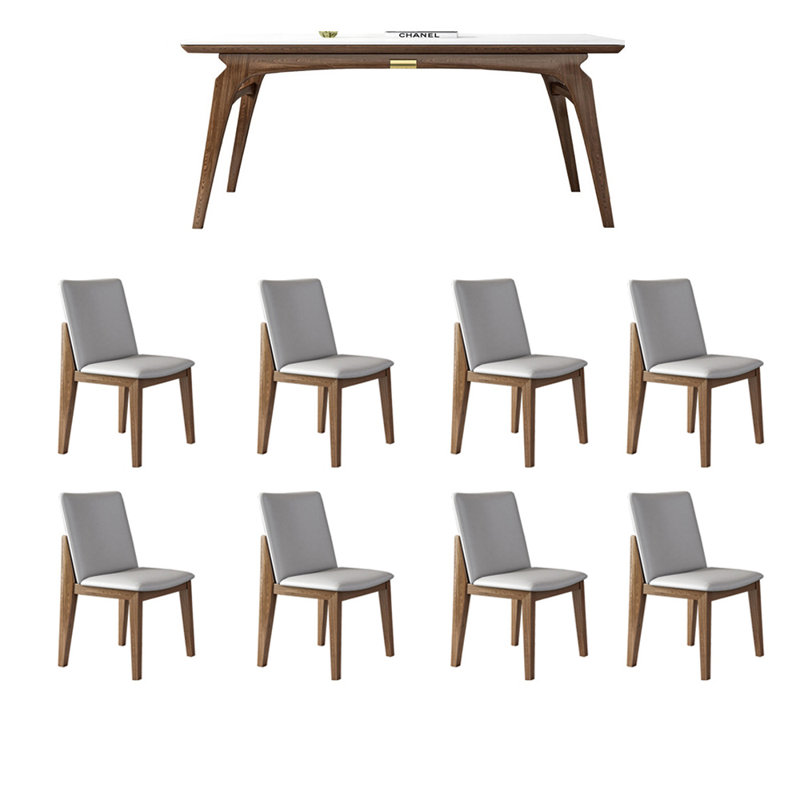 White Ash Sintered Table Chairs Set Chic Modern