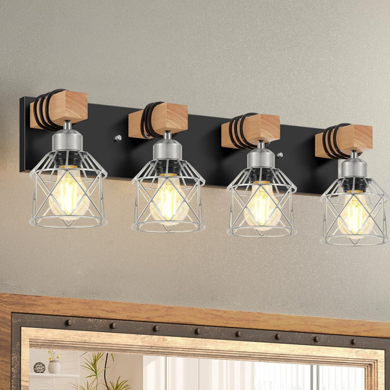 Dimmable Vanity Light, 4 Lights, Silver