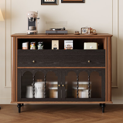 Buffet 43,31 "en bois d'hévéa massif brun