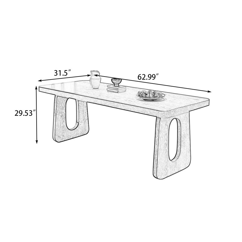 Nut-brown Rectangular Solid Wood Dining Table, 29.53"H×62.99"L×31.50"W