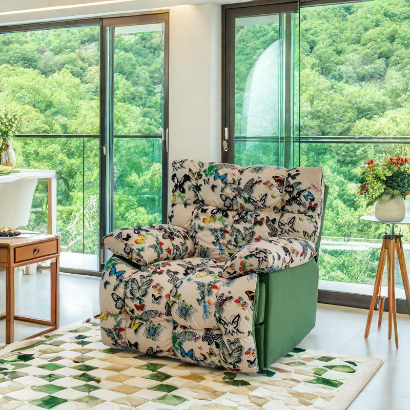 Fauteuil inclinable Tahiri, Beige et vert