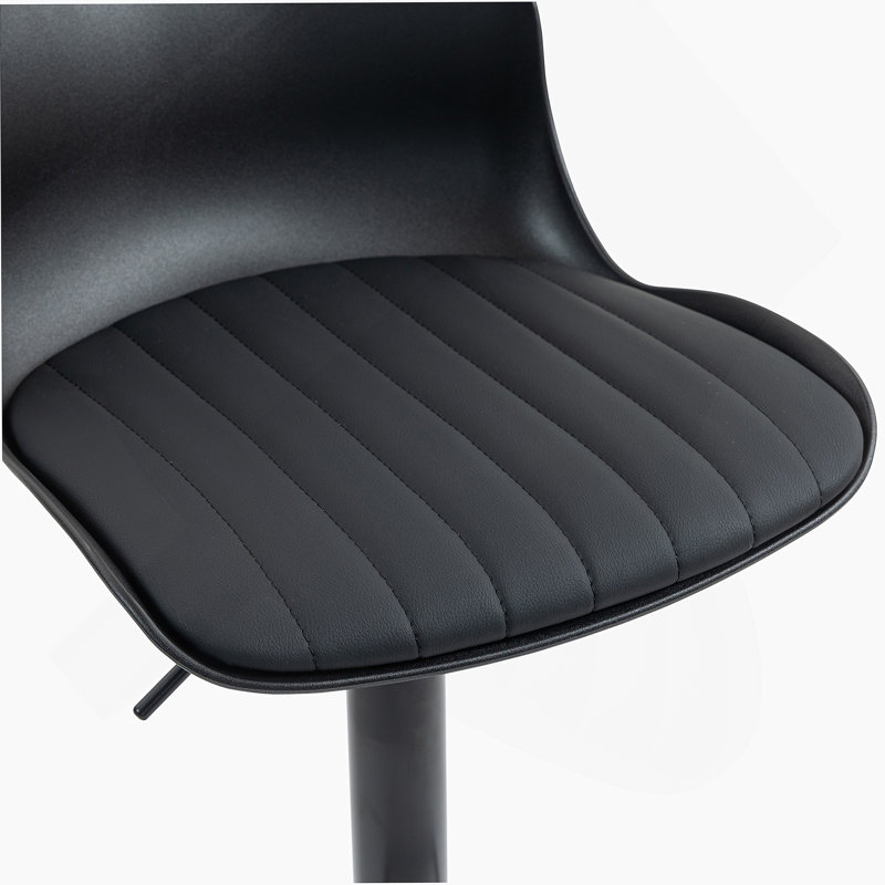 Tabourets de bar modernes à hauteur de comptoir en cuir polyuréthane avec dossier et chaises pivotantes réglables pour îlot de cuisine, ensemble de 2, sans accoudoirs, grande base - noir