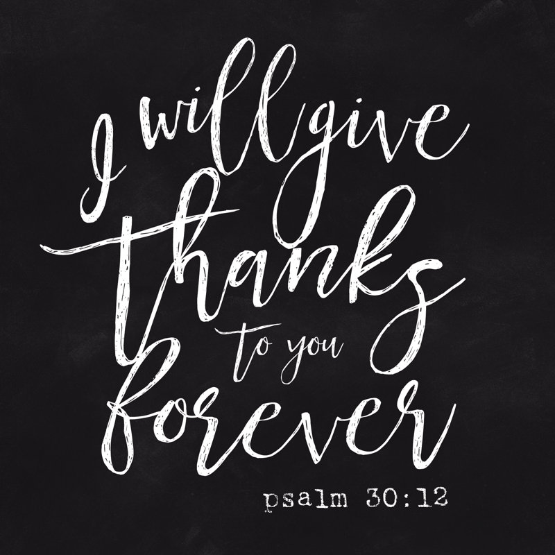 I Will Give Thanks To You Forever Chalkboard - Wrapped Canvas Print, 30cm H x 30cm W x 3.8cm D