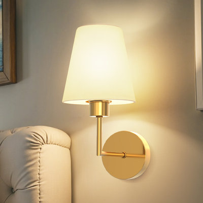 Rechargeable RGB Remote Control Armed Sconce Tradictional Wall Lamp Light with Fabric Shade