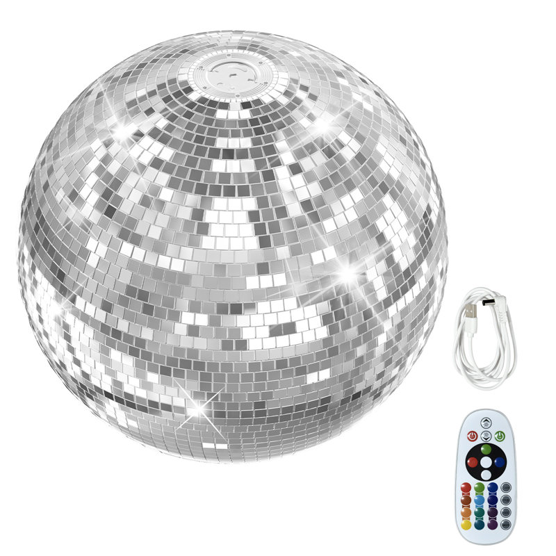 Large Disco Ball, Big Hanging Mirror Ball, Lightning Ball Ornaments with Hanging Ring for DJ Club, Stage, Bar, Wedding, Events, Dance Party Decor