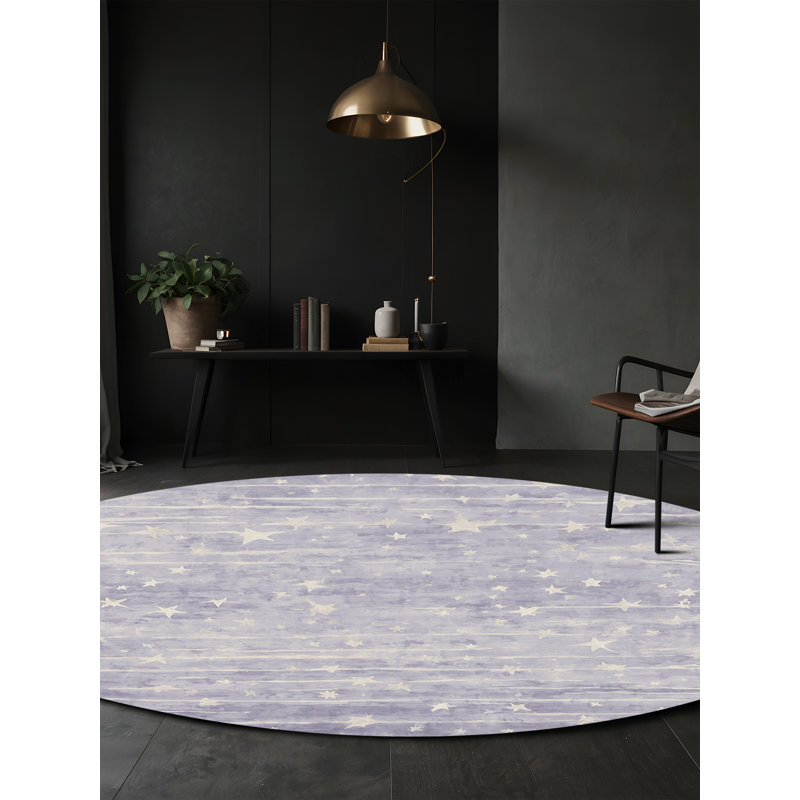 Tapis bleu soyeux et moelleux, Rond 3 pi