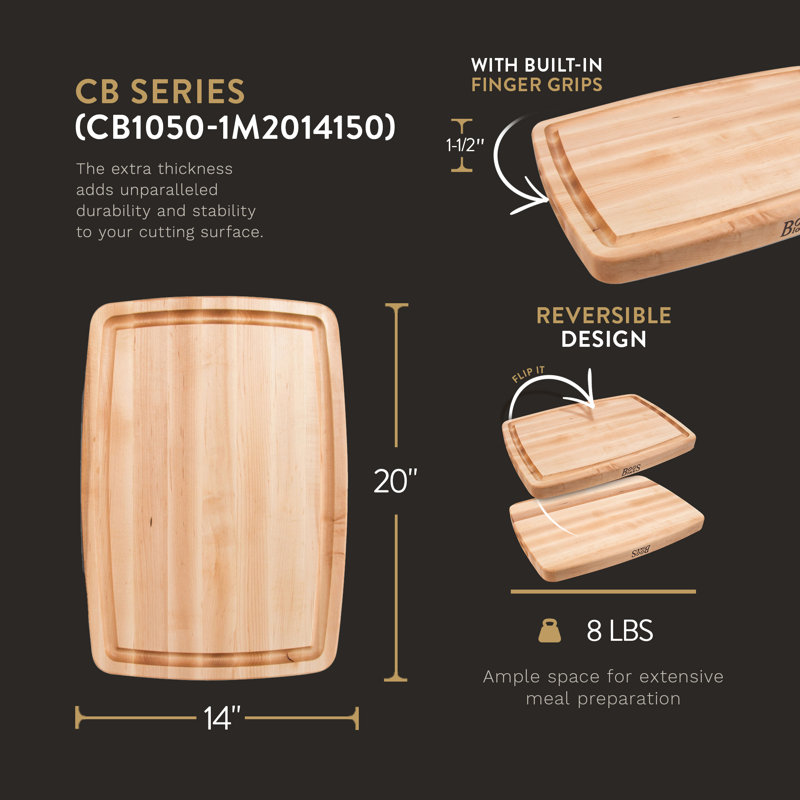 John Boos Maple Wood Reversible Cutting Board with Juice Groove
