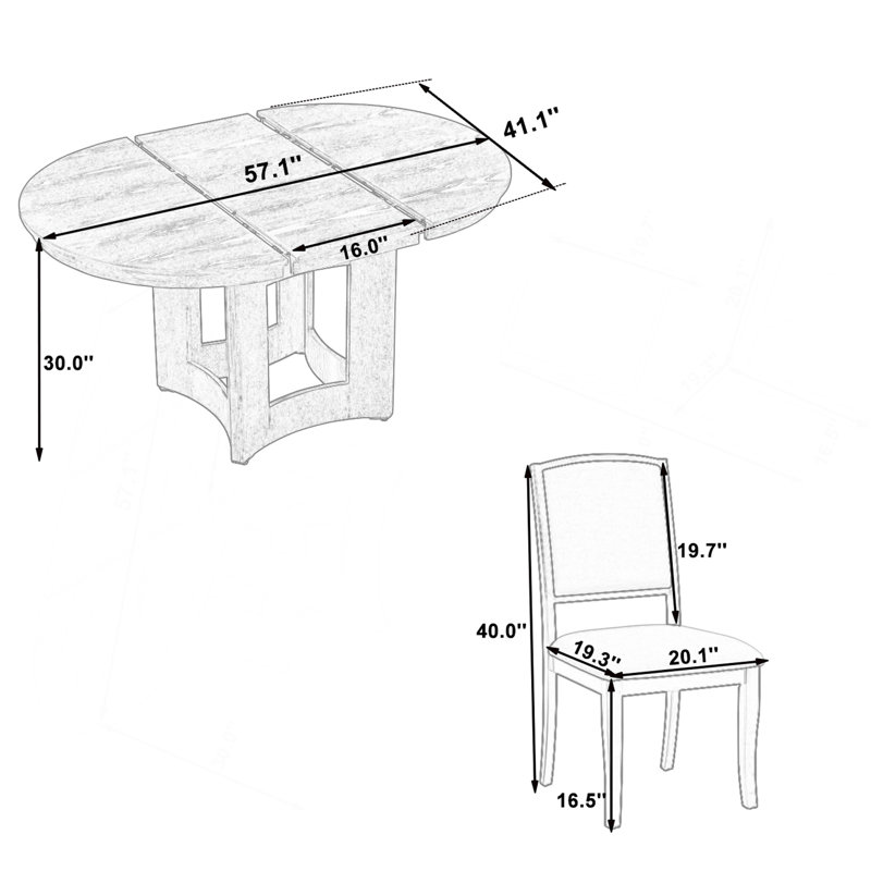 Ensemble de table de salle à manger à rallonge Farmhouse, Naturel