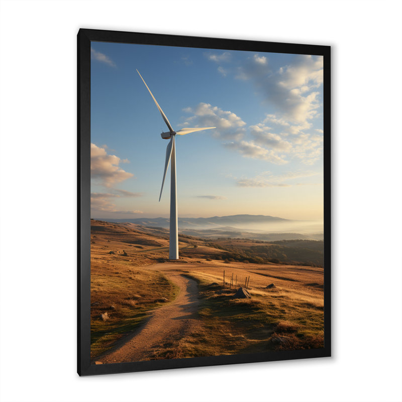 Wind Turbines Track Minimalist Motion II, reproduction d'art sur toile, Cadre simple noir, H 20 po x l 12 po x P 1 po