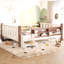 Lit double pleine grandeur avec bibliothèques de rangement, lit en bois massif pour enfants avec de jolis escaliers et garde-corps, aucun sommier nécessaire, beige-275433894-275433891