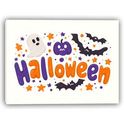 Happy Halloween Doodles Wrapped Canvas Wall Art