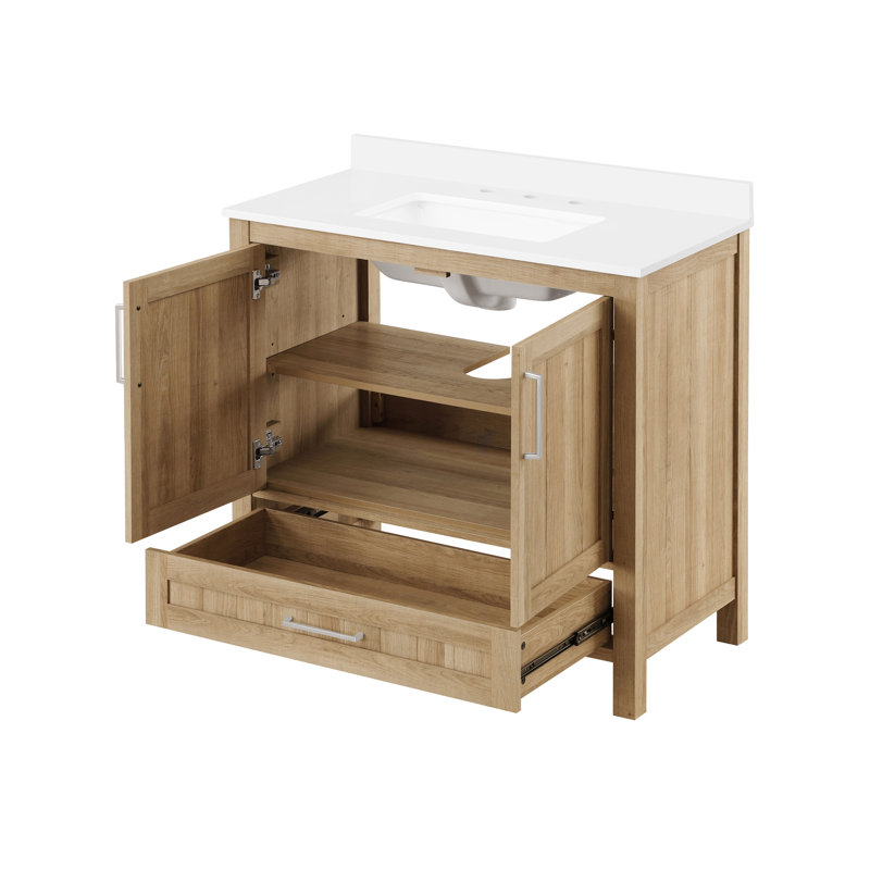 Kansas 35.98" Single Bathroom Vanity Set, Oak