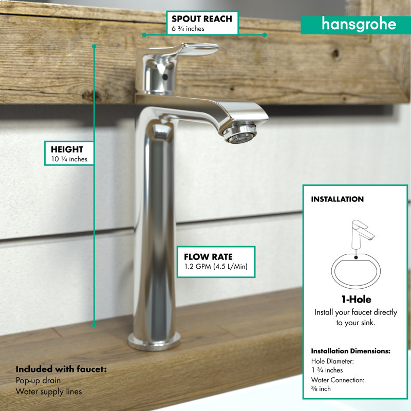 Metris E Vessel Sink Faucet, Chrome