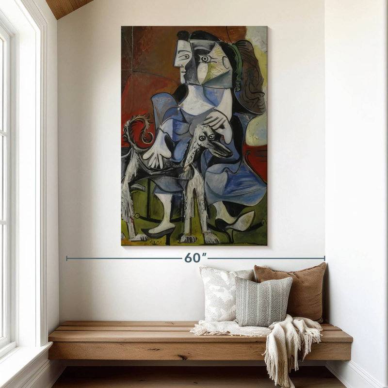 Avery, femme avec chien, H 51 po x l 34 po
