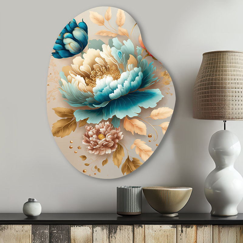 Fleurs multicolores I, art mural floral en forme irrégulière, sculpture murale asymétrique en métal, H 30 po x l 22 po
