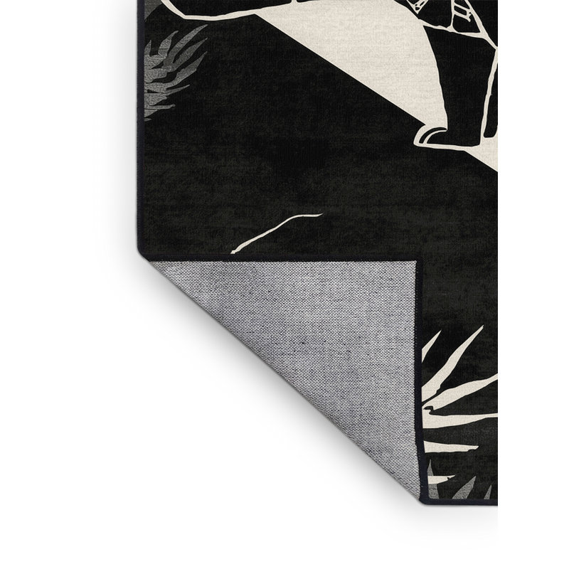 Tapis géométrique rustique noir Antain lavable à la machine Ozain, 4 x 2
