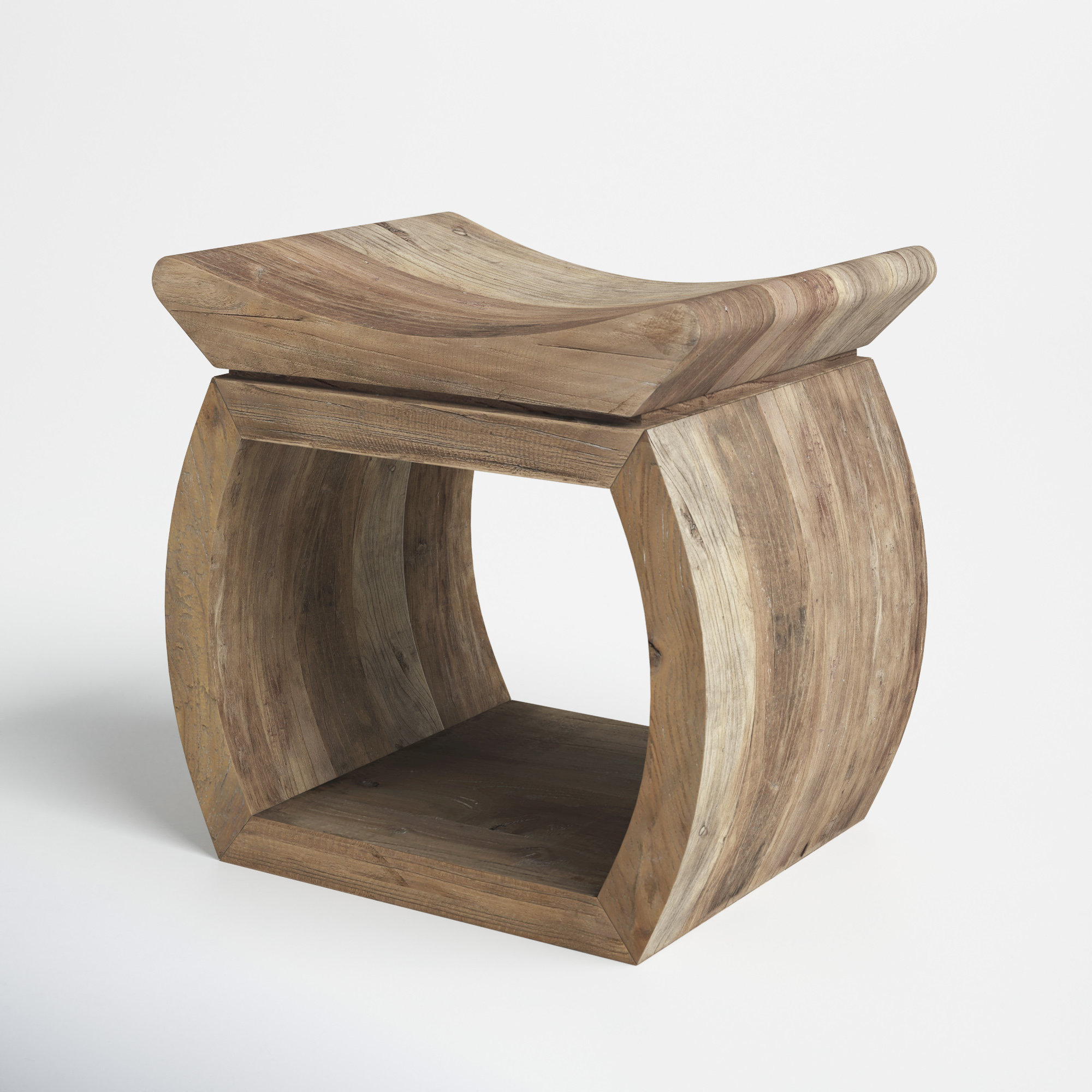 Lera Solid Wood Accent Stool with Scooped Seat , 17" H x 18" W x 14" D