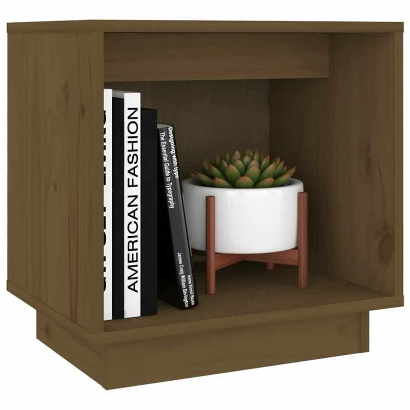 Gloe 40cm W Solid Wood Bedside Table, Brown, 1