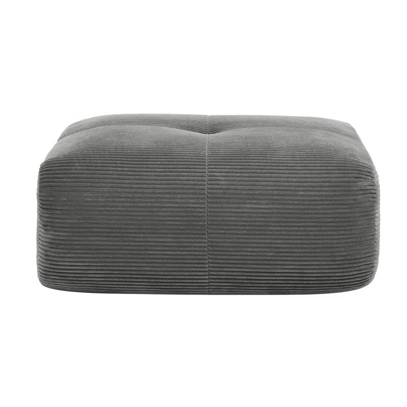 Pouf en velours côtelé gris, Gris