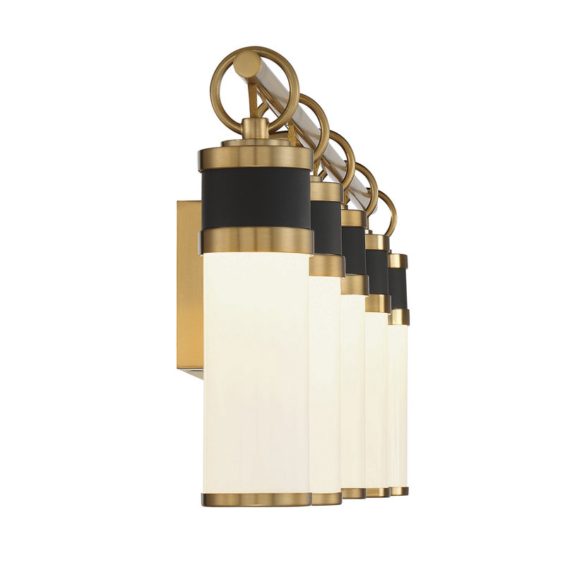 Matte Black and Warm Brass 5-Light LED Bathroom Vanity Fixture