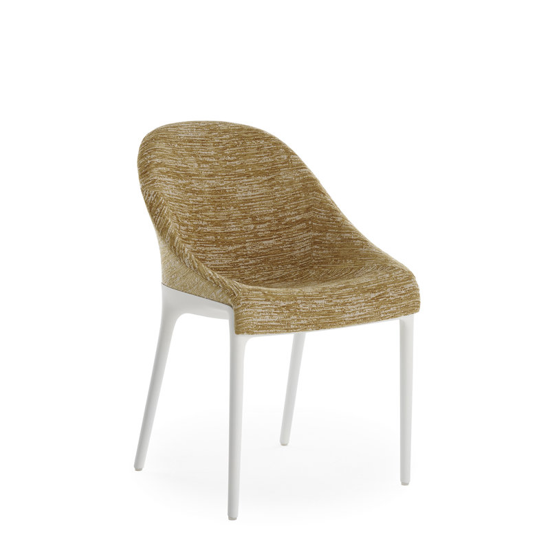 Eleganza Upholstered Dining Chair, White, Mustard