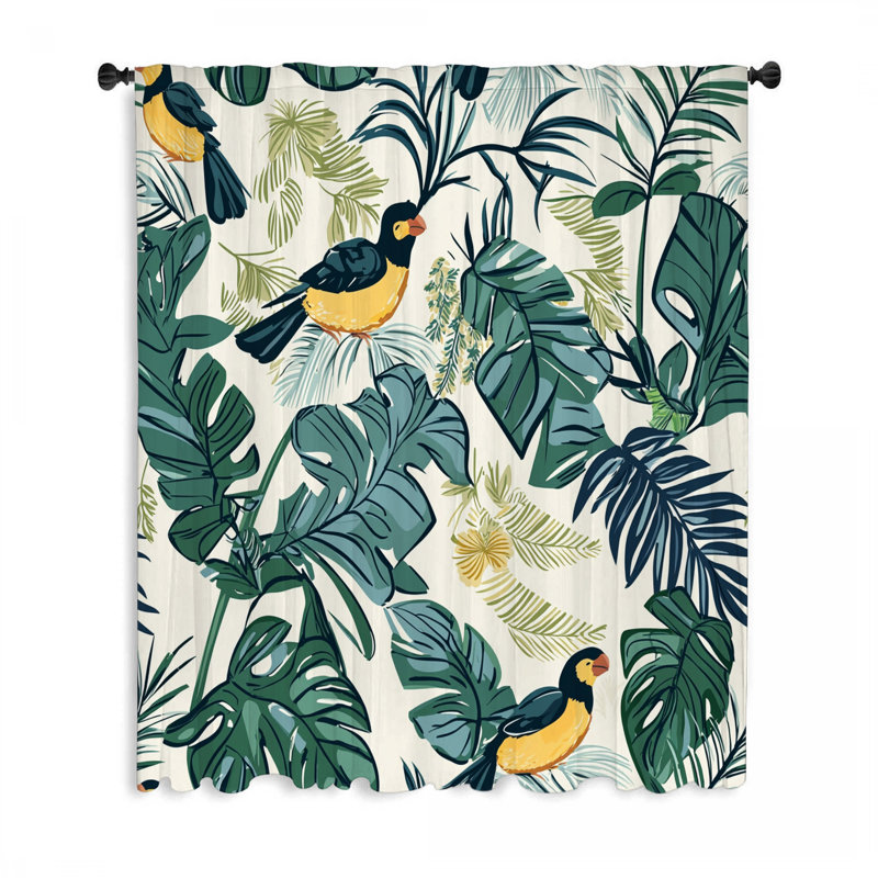 Oiseaux, rideaux transparents et occultant - 1 panneau, L 50 po x L 84 po