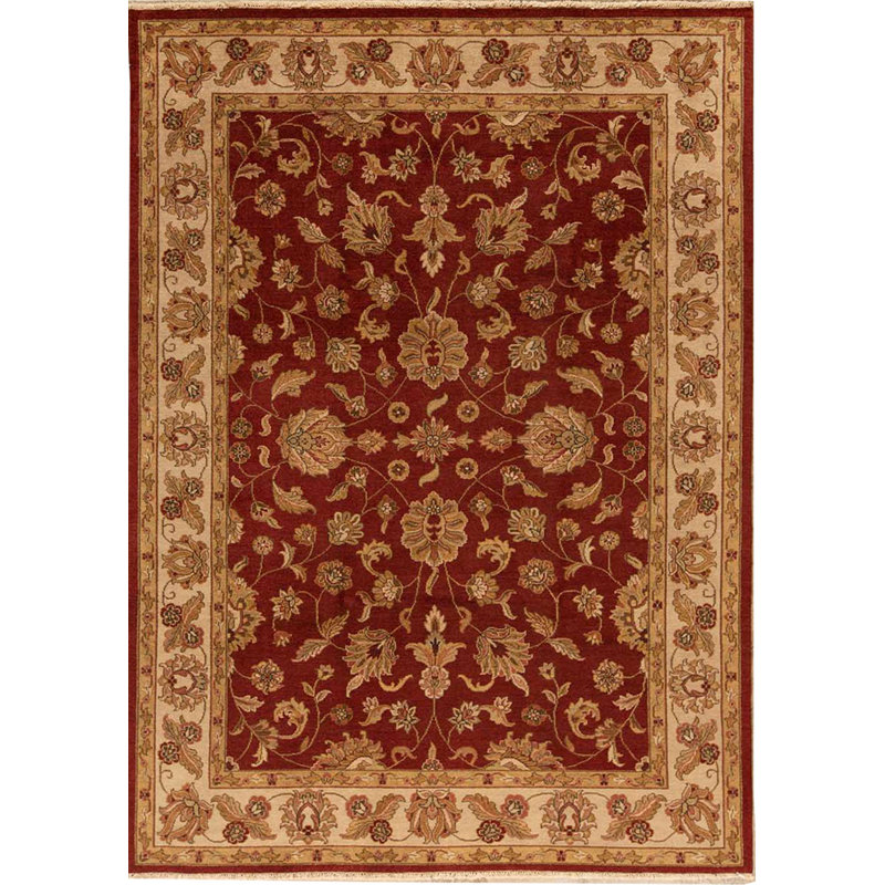 Tapis beige et vin de haute qualité noué à la main