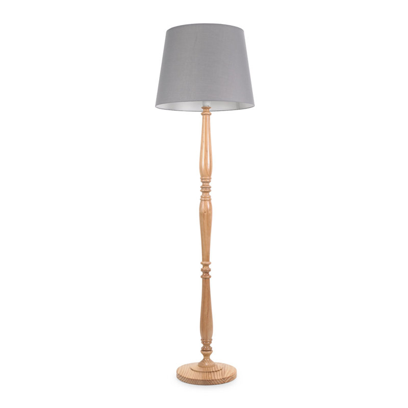 Arialdo 156cm Traditional Floor Lamp, Light Wood, Grey