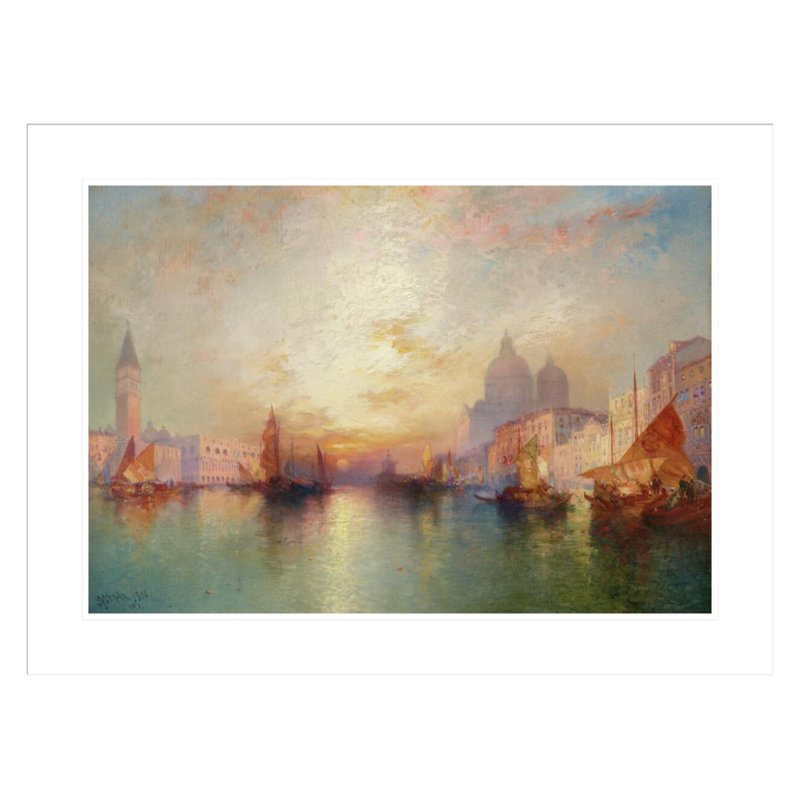 Venice: Grand Canal at Sunset by Thomas Moran - Framed Giclee Print, 22.28" H x 29.5" W